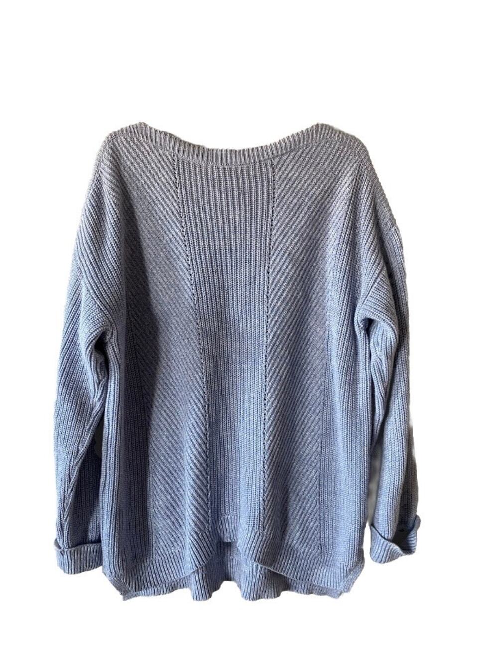 M&S Collections Blue Chunky Knit Women's Pullover Sweater- Size Large